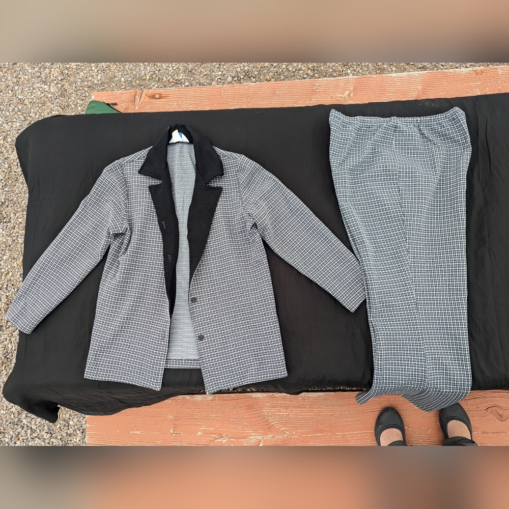 70s Black and white Pant Leisure Suit 2pc Set By Sears